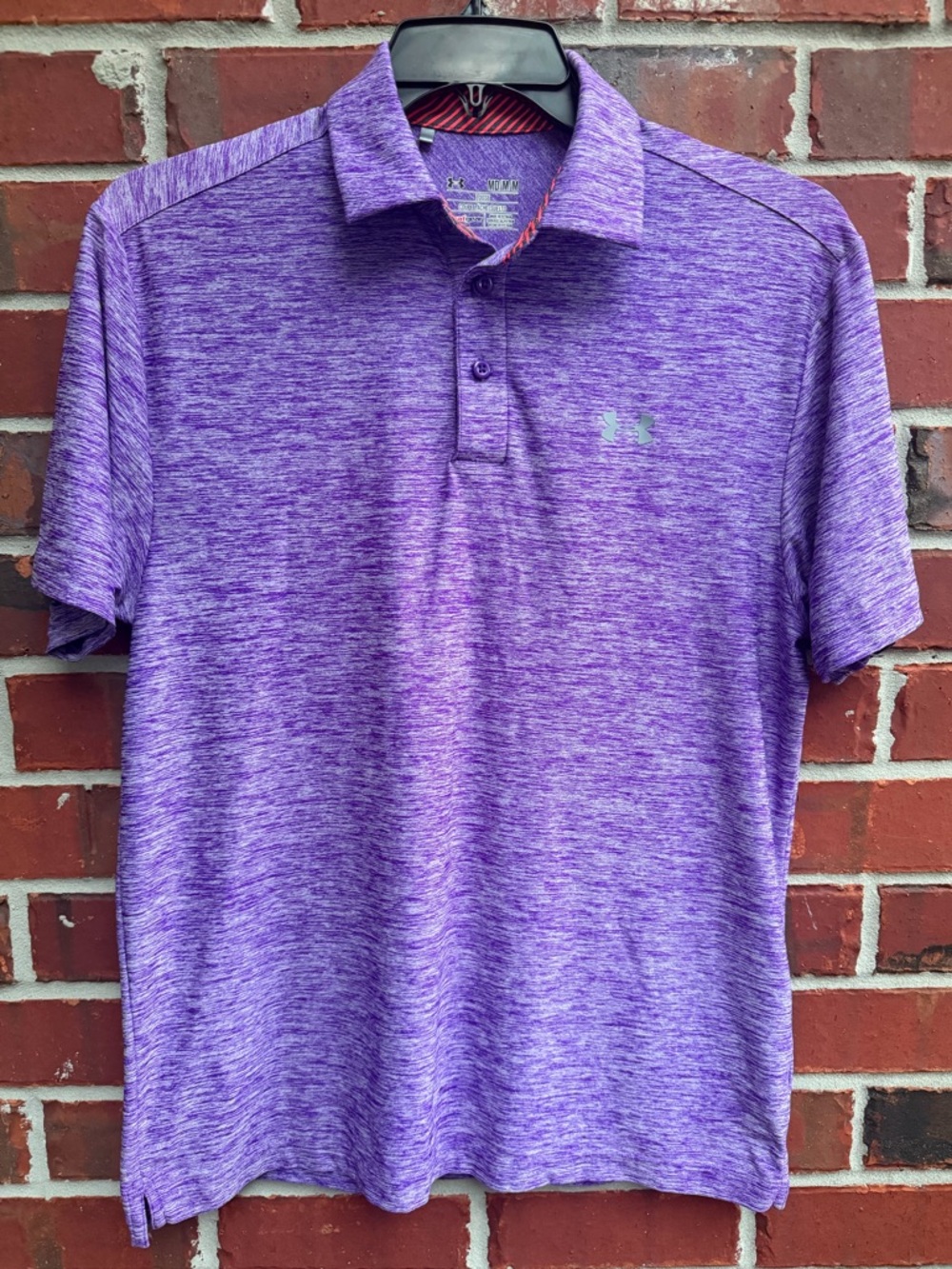 Under Armour Heatgear M Heathered Galaxy Purple Loose Fit Performance Polo F6